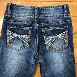 State of Independence Skinny Embroidered Stretchy Blue Jeans Size 3